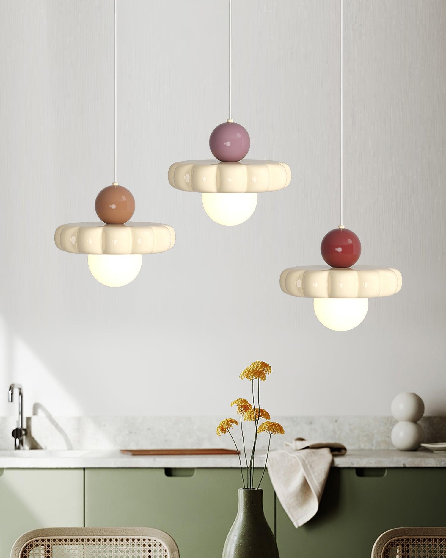 Crèmekleurige stijl lange lijn pompoen textuur hanglamp HL504