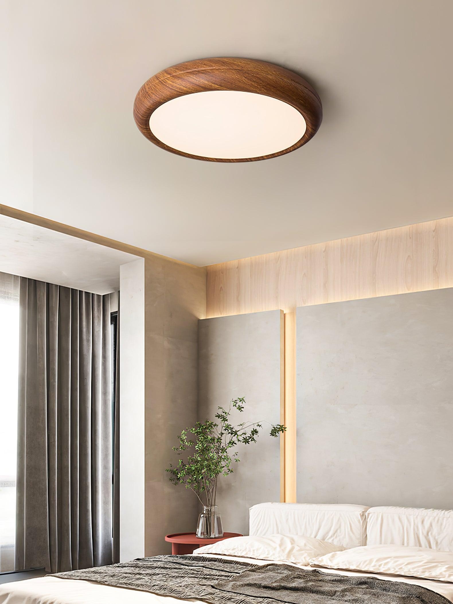 Ronde plafondlamp met houtnerf HL825