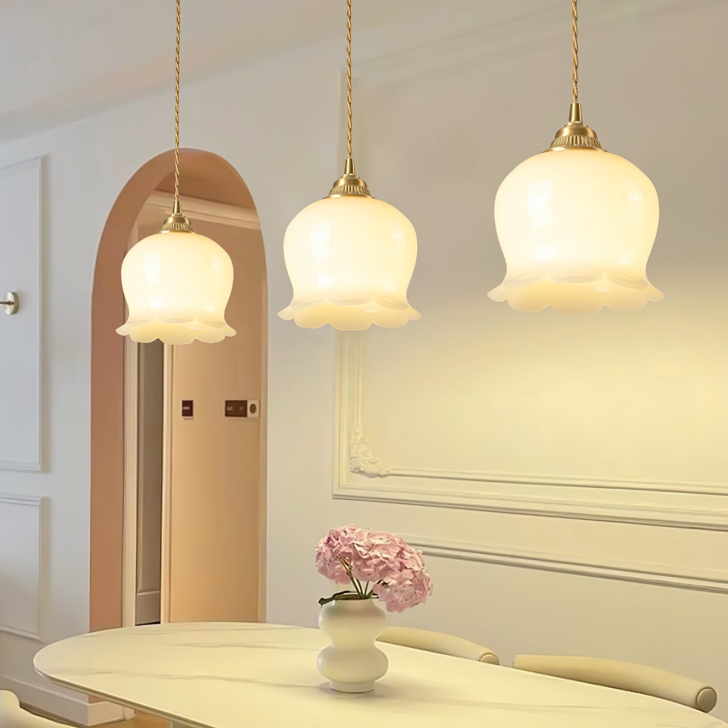 Retro Crème Lily Flower Hanglamp HL302