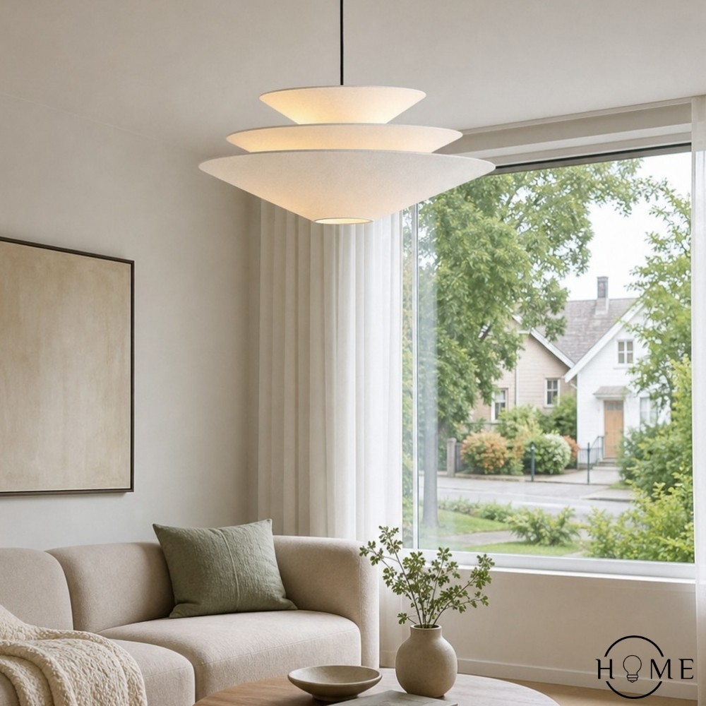 Solivara hanglamp – hanglamp met gelaagde kap en linnen HL1511