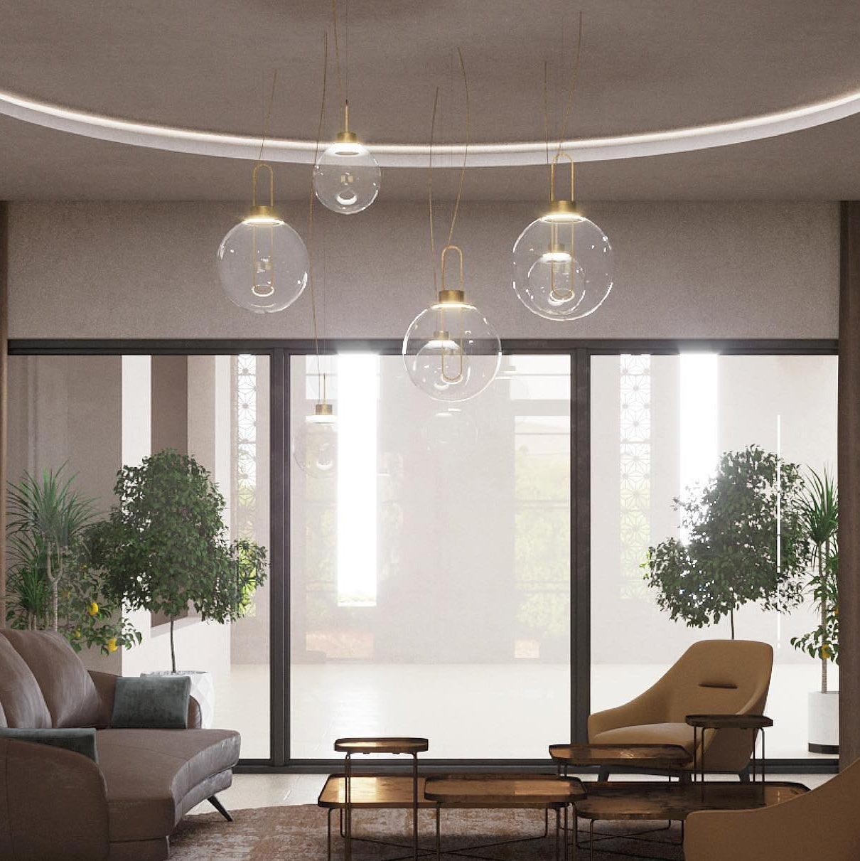 Hanglamp in bolvorm van helder glas HL651