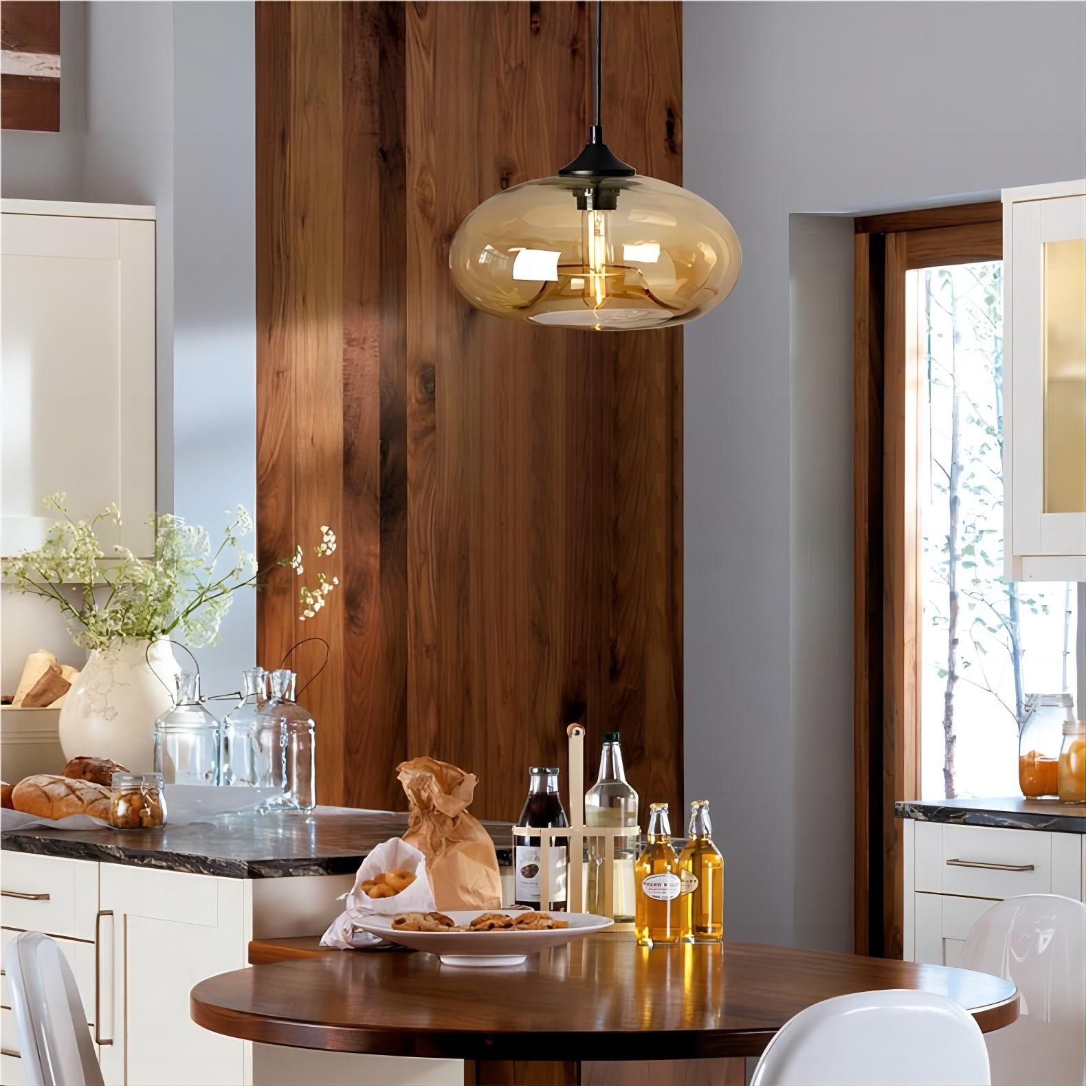 Scandinavische Macaron transparant glas kunst hanglamp HL109