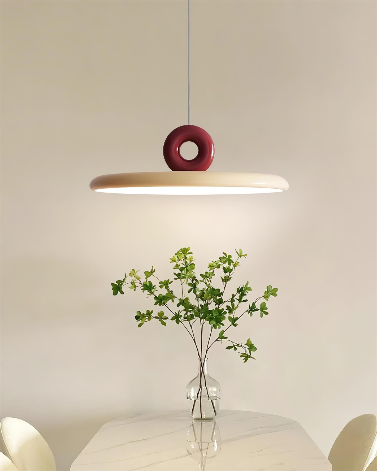 Crèmekleurige verticale vliegende schotel hanglamp HL469