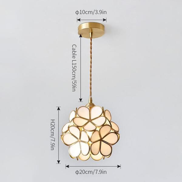 Romantische handgeblazen glazen bloemblad hanglamp HL47
