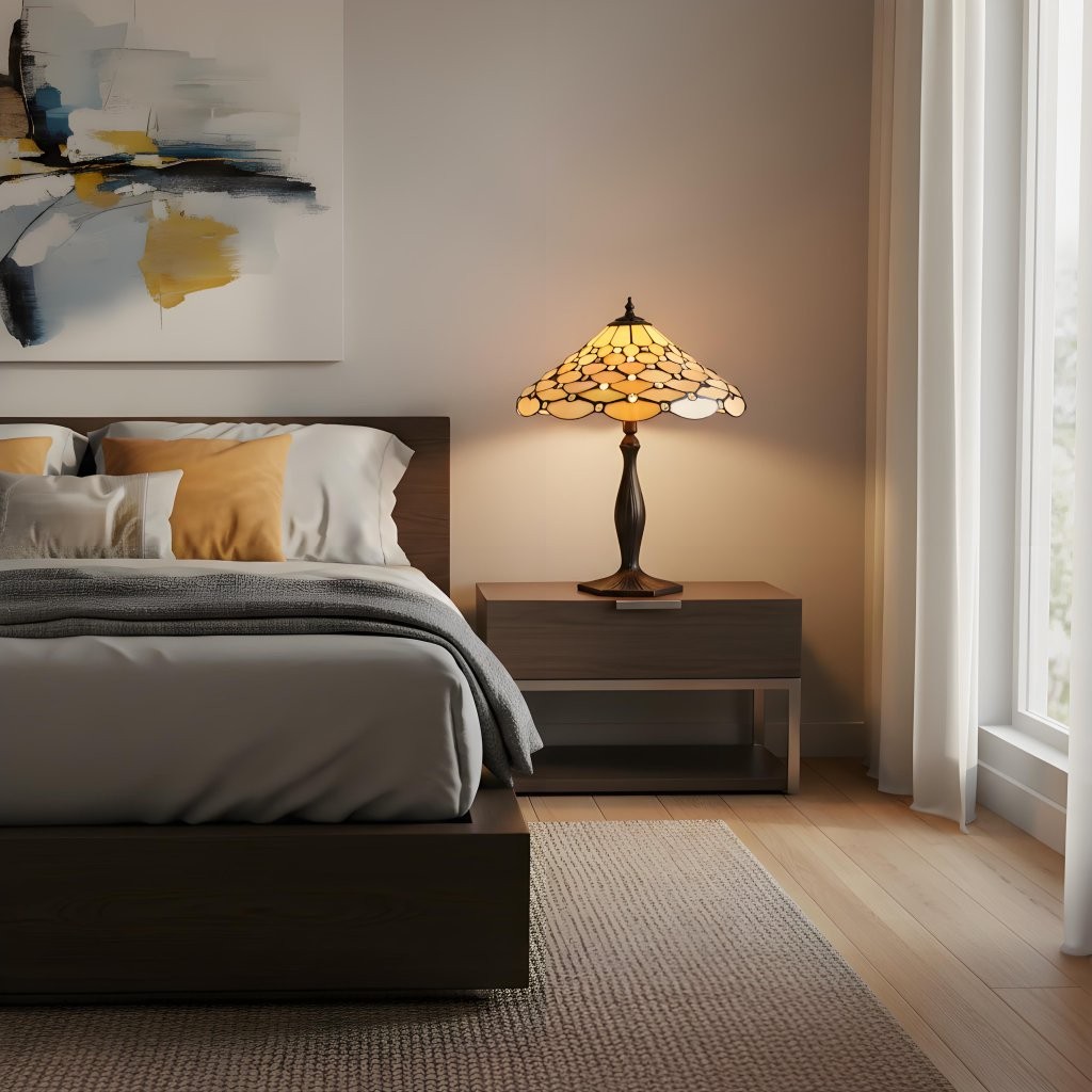 TF Pearl glas-in-lood tafellamp - sfeerverlichting voor slaapkamer en woonkamer HL2200