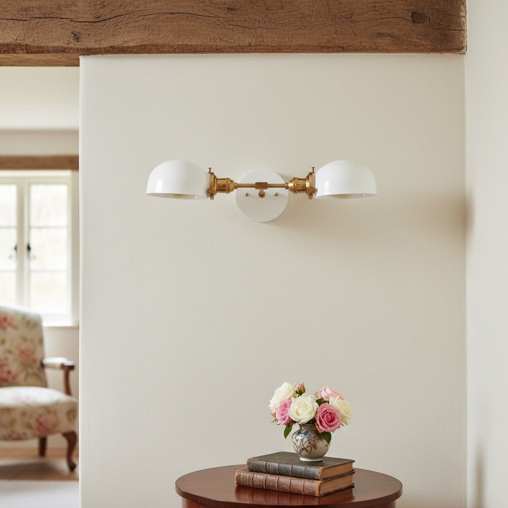 Ornato Luxe Mid-Century Vanity Light - Badkamerarmatuur van messing met opaalglas HL1688