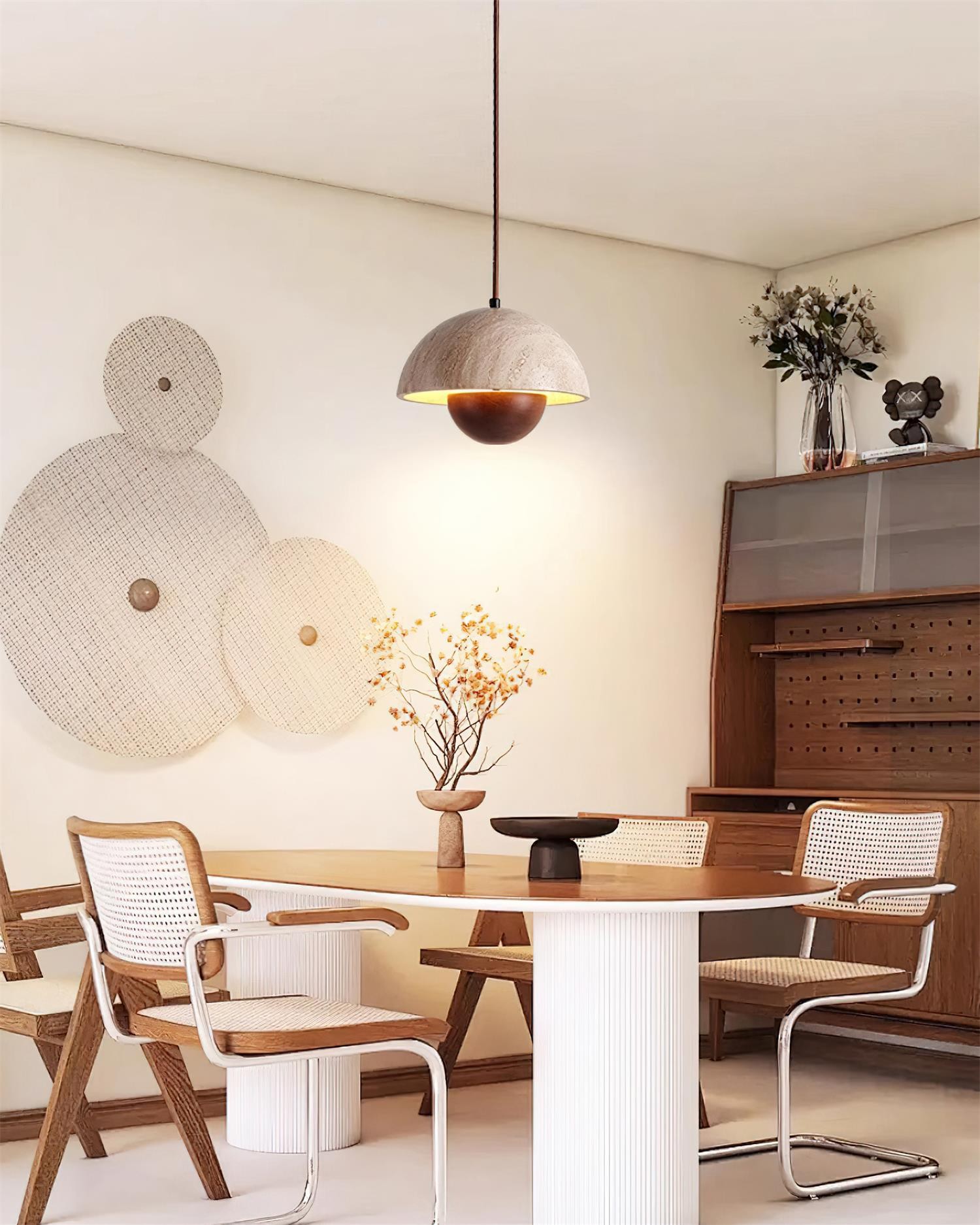 Hanglamp met natuurlijke travertijnbloemknop HL932