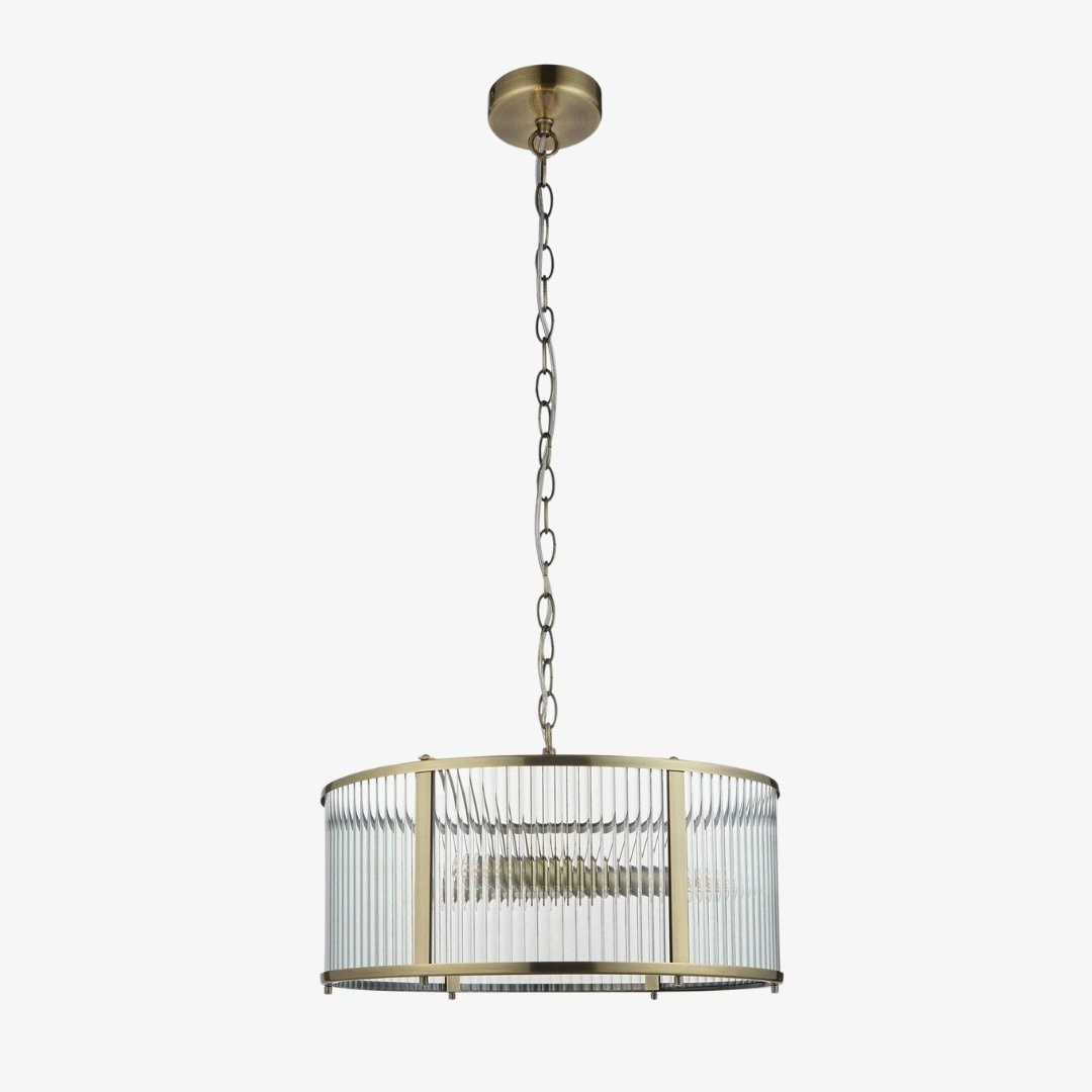 RibGlow Hanglamp met geribbeld glas - Hanglamp in antieke stijl voor de eetkamer HL2044