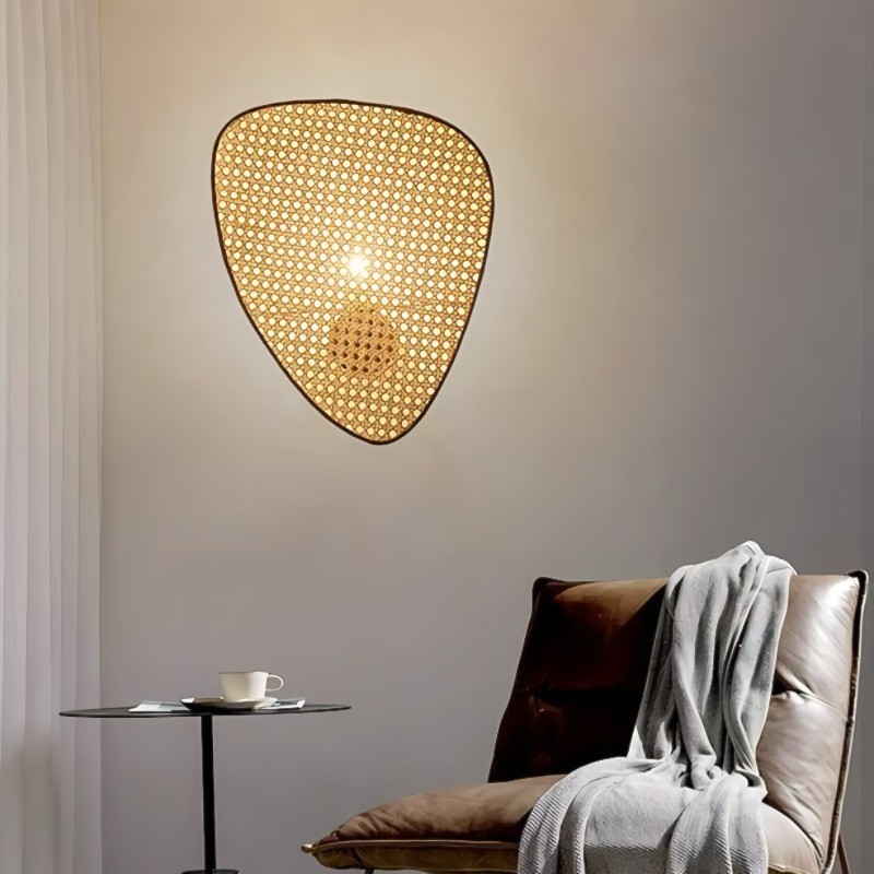 Rustieke Scherm Rotan Wandlamp HL259