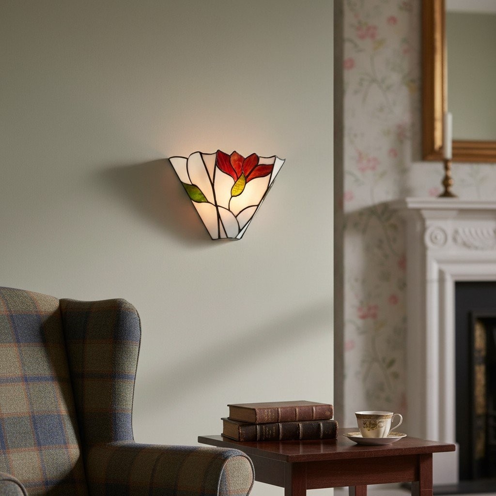TF Botanica Wandlamp met glas-in-lood bloemenmotief - Wandlamp voor hal en slaapkamer HL2021