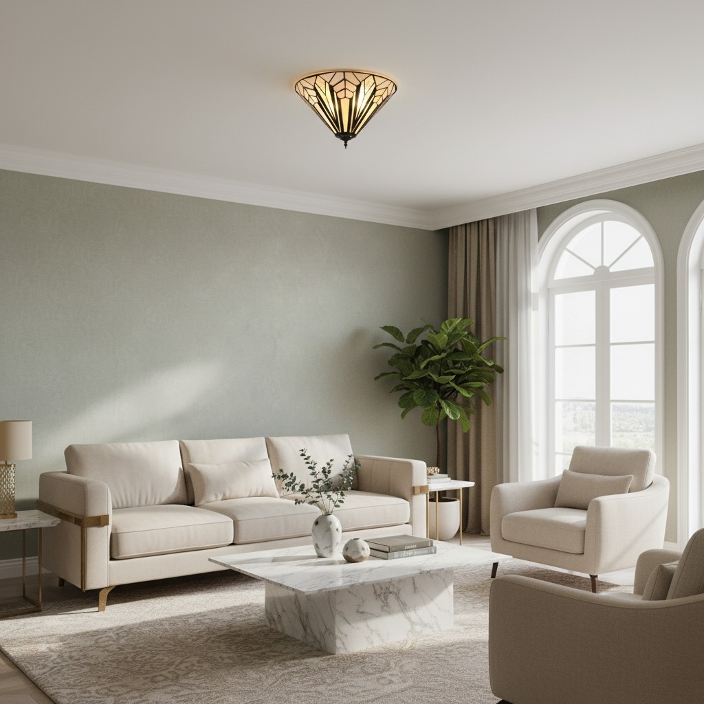TF Astoria Modern Deco plafondlamp met getextureerd glas - Elegante woonlamp HL2244