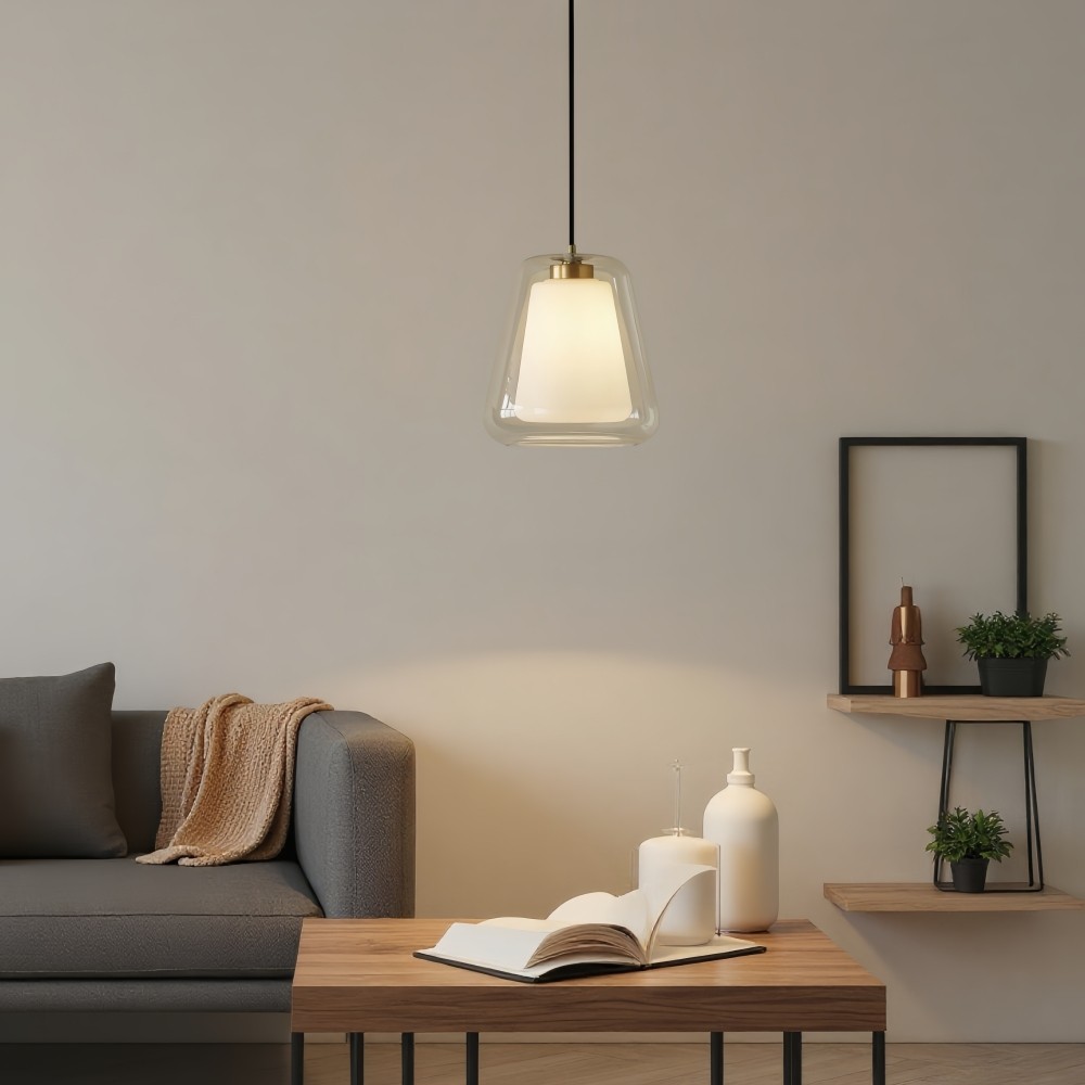 Hanglamp met dubbel glas - modern flesontwerp voor de keuken HL1317