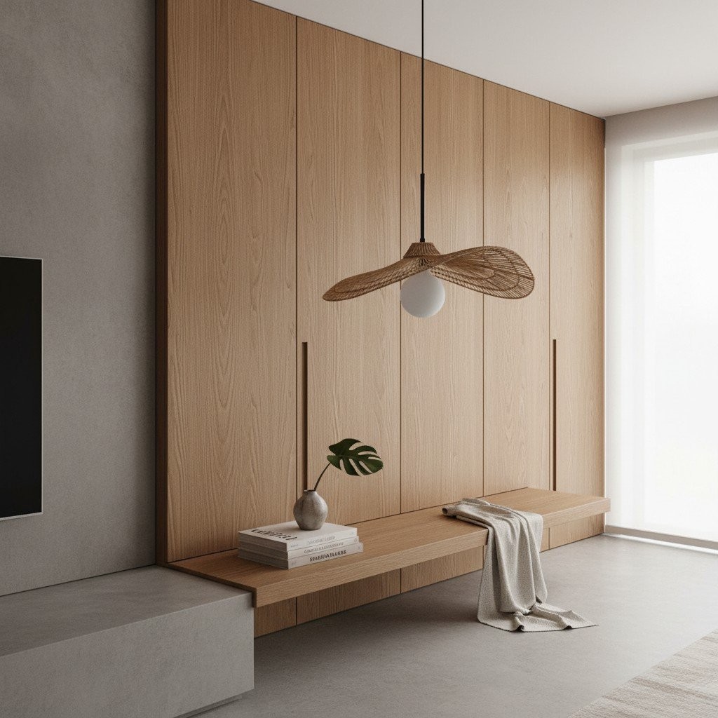 Florevian hanglamp met gelaagde kap en geweven textuur voor de eetkamer HL1848
