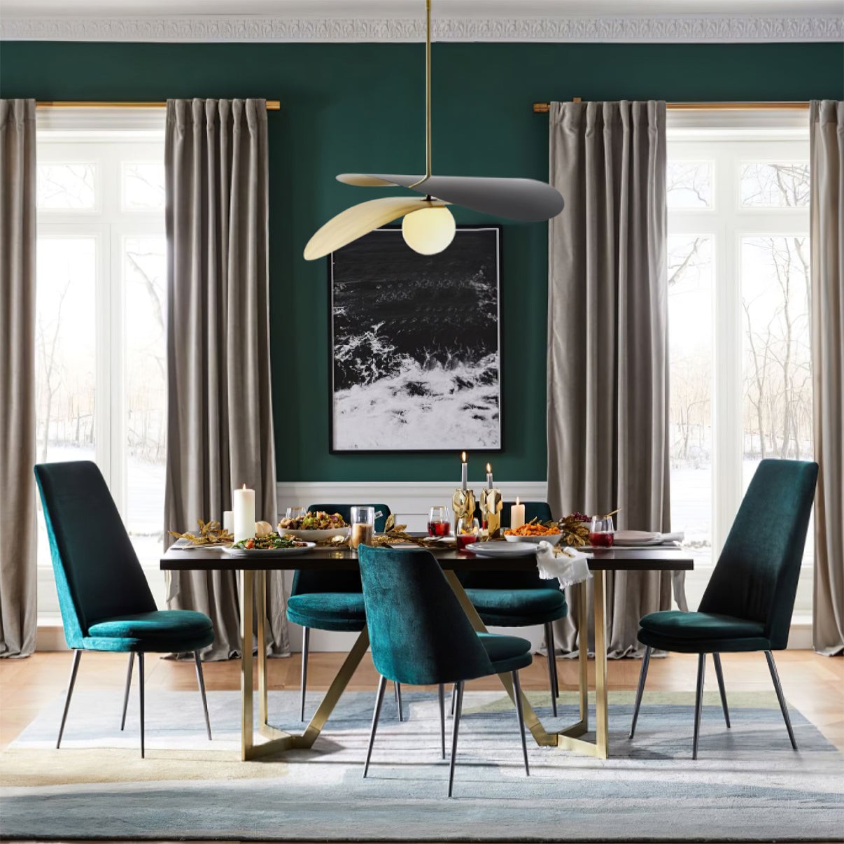 Nordic Simple Dubbellaags Bolvormige Glazen Kroonluchter HL655