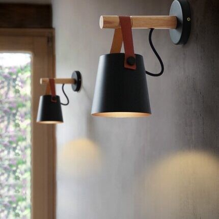 Scandinavische houten riememmer wandlamp HL62