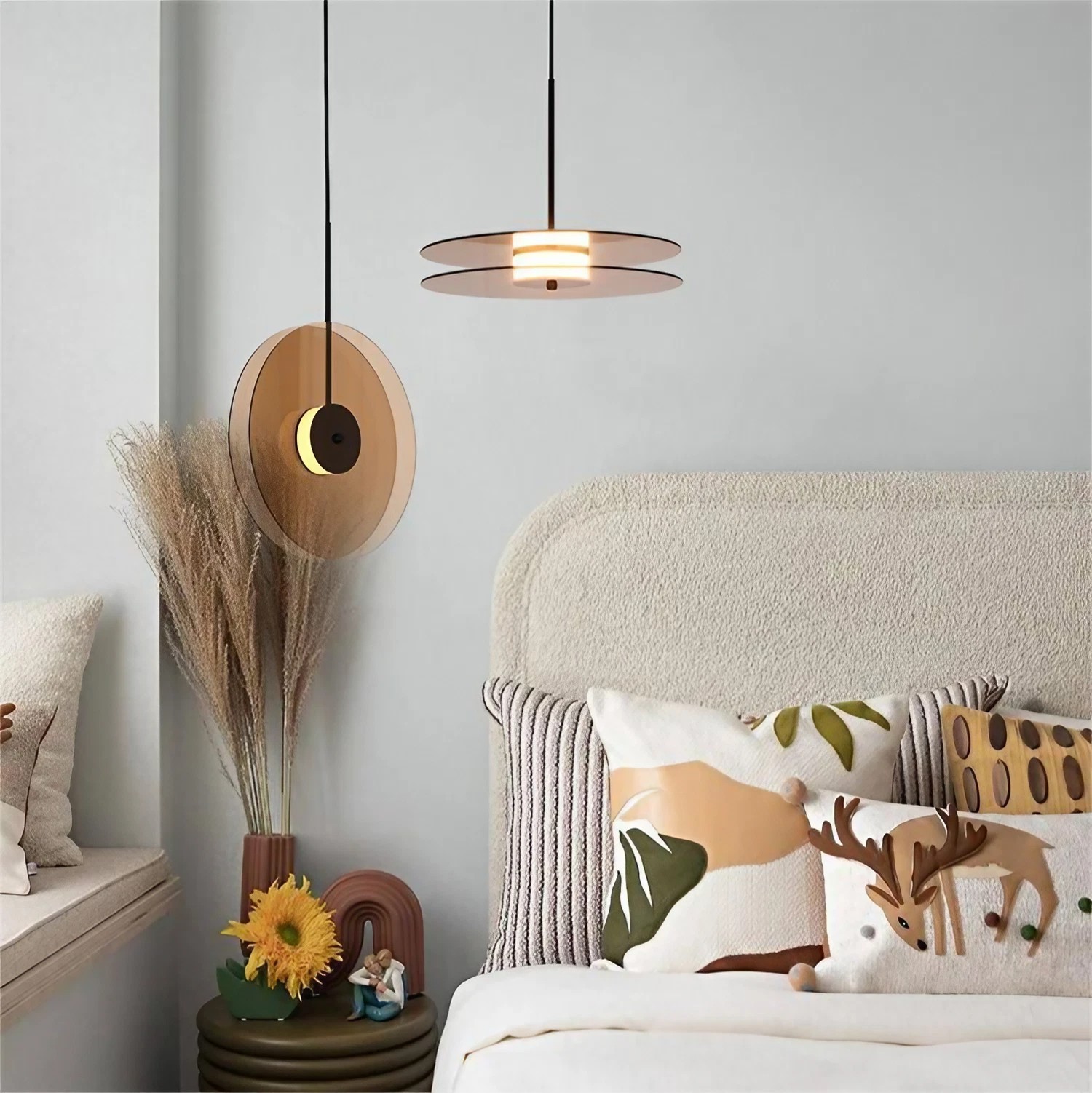 Bar art hanglamp met noorse glazen schijf HL17