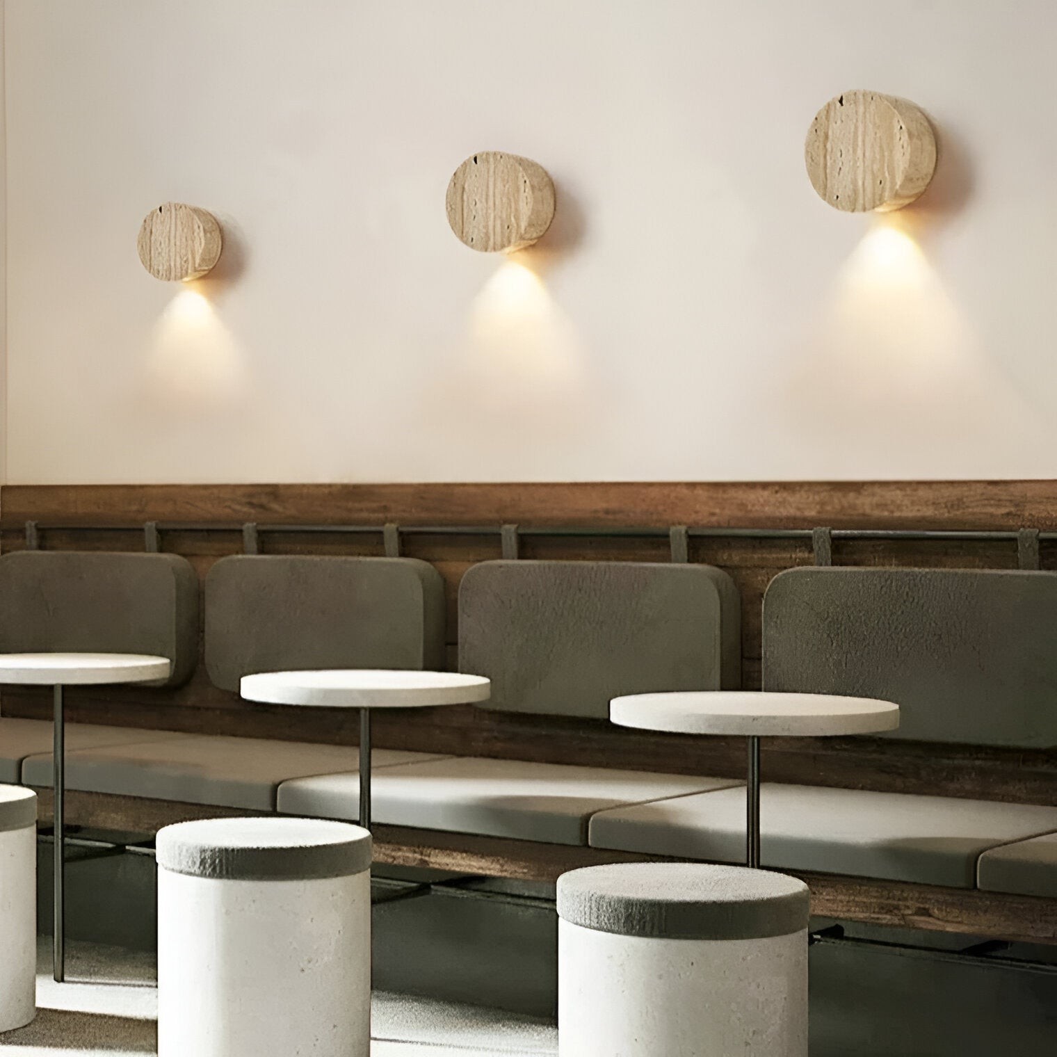 Japanse Wabi Sabi wandlamp van natuurlijk travertijnsteen HL3431