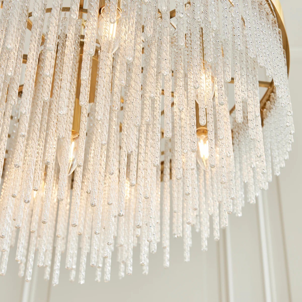 Cavara kroonluchter met meerdere lagen glazen stangen - messing hanglamp met meerdere lagen voor eetkamer en entree HL2077