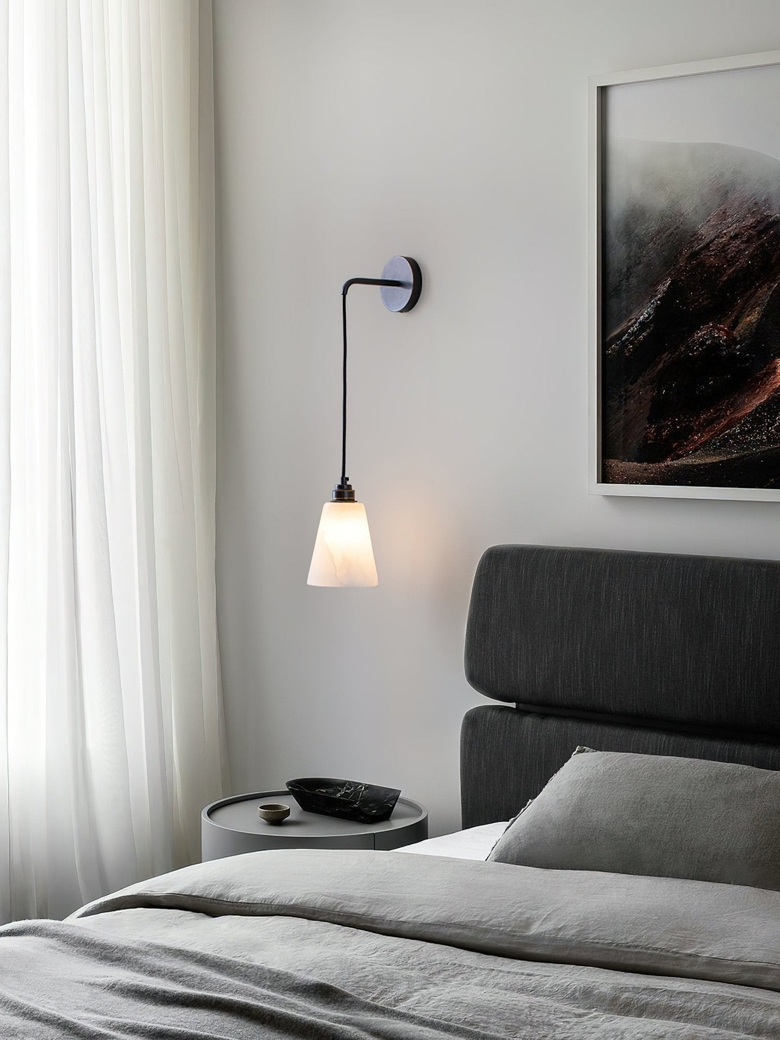 Druppelvormige alabaster wandlamp HL2956
