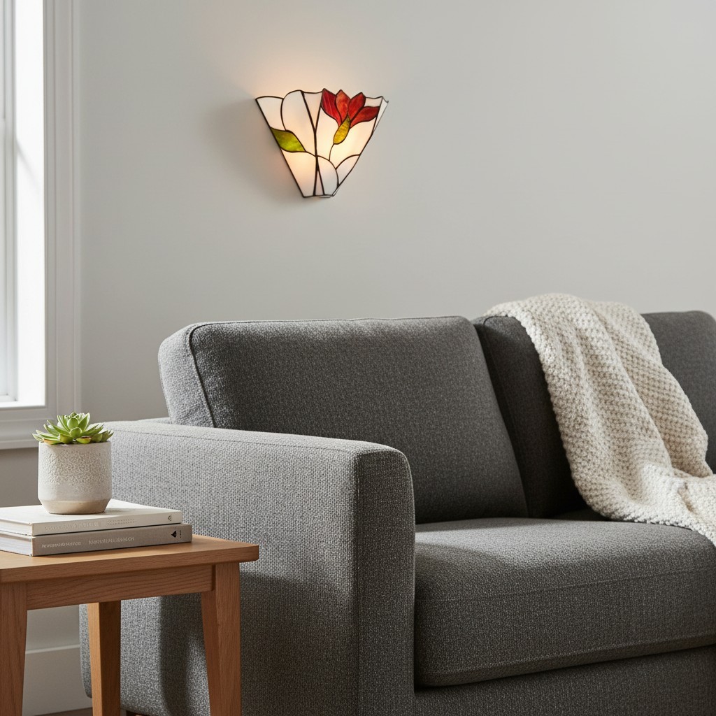 TF Botanica Wandlamp met glas-in-lood bloemenmotief - Wandlamp voor hal en slaapkamer HL2021