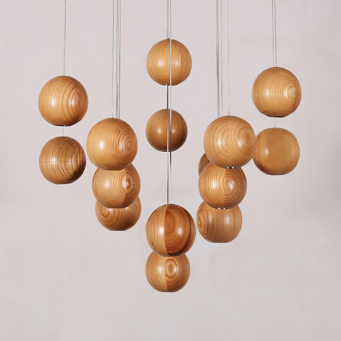 Houten bolvormige cluster hanglamp HL930