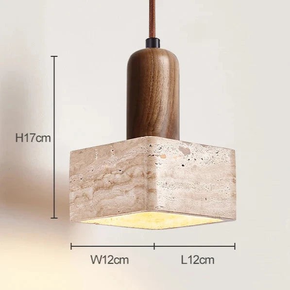Vierkante hanglamp van travertijn HL3486