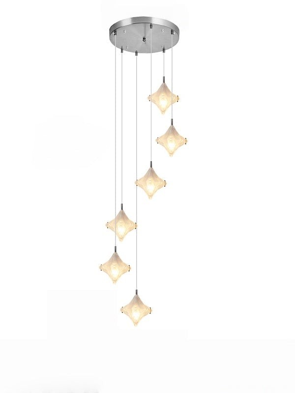 Art Deco Star Trap Hanglamp - Gematteerd Glazen Hanglamp - Astris Altair HL1795