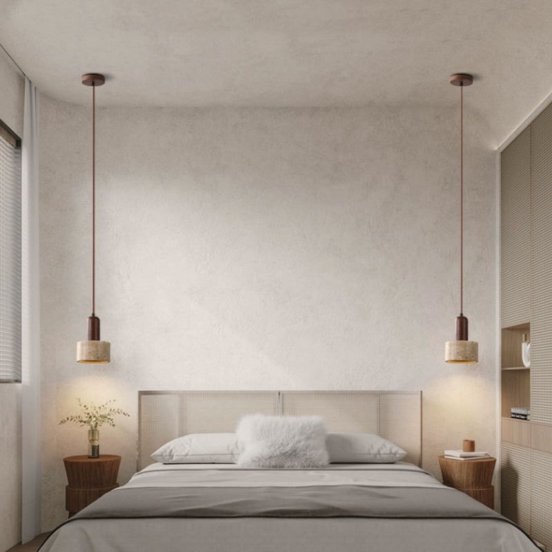 Traditionele Japanse Travertijn Houten Hanglamp HL869