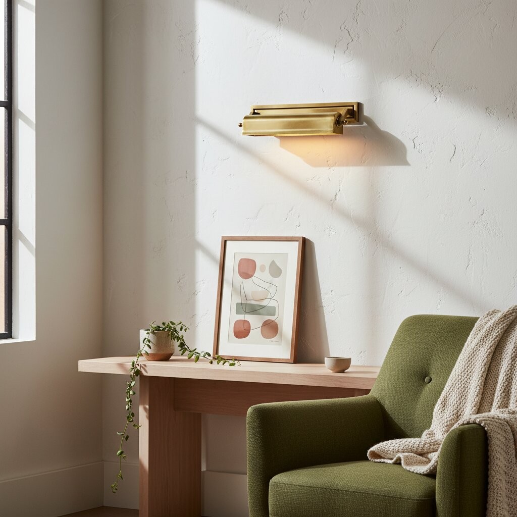 Libris Schilderijlamp - Vintage-geïnspireerde metalen wandlamp met klassiek silhouet voor slaapkamer of leeshoek HL2381