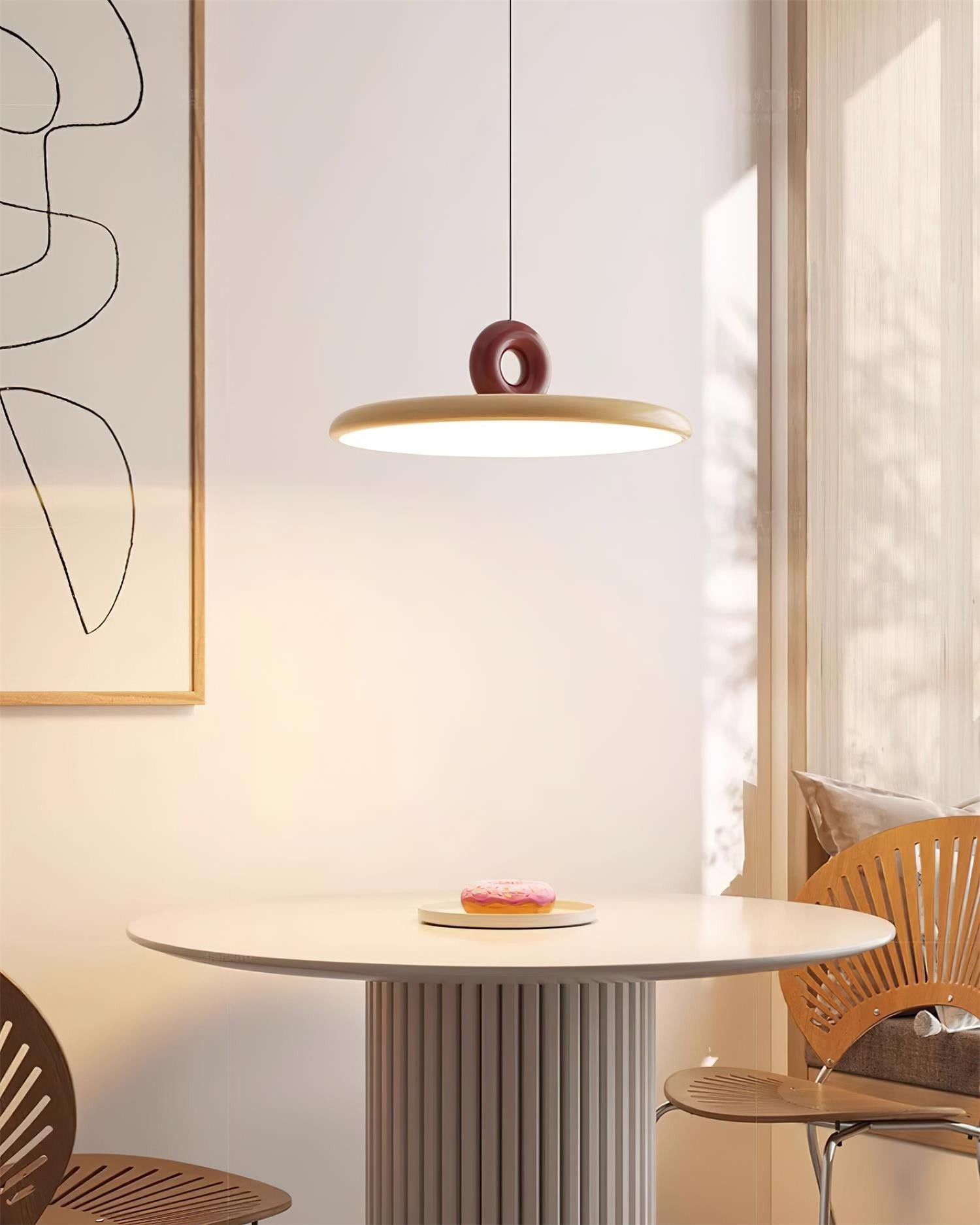 Crèmekleurige verticale vliegende schotel hanglamp HL469