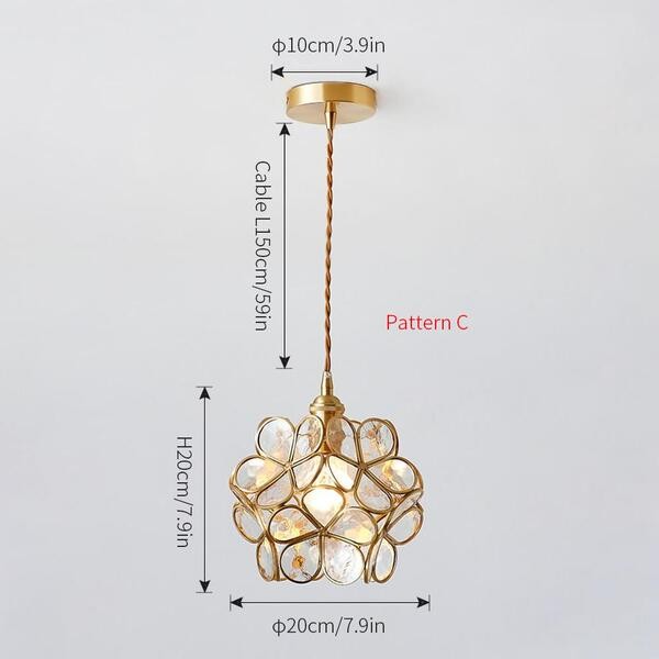 Romantische handgeblazen glazen bloemblad hanglamp HL47