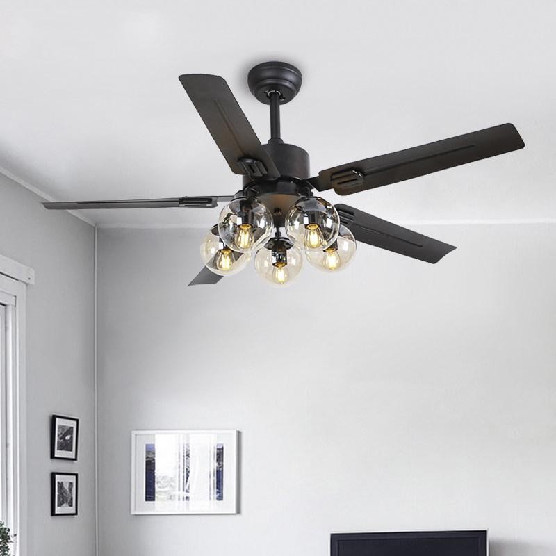 Moderne Houten Glazen Ventilator Plafondlamp HL52