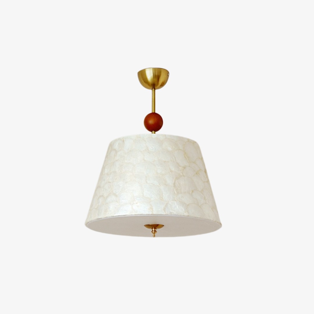 Lunavera Vintage Capiz schelp plafondlamp met houten accent voor slaapkamer en eetkamer HL3551