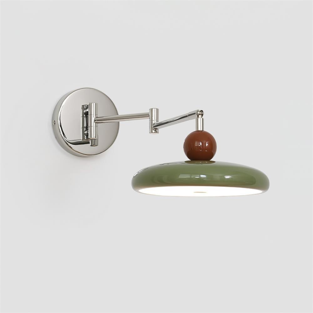 Crèmekleurige verstelbare zwenkarm schijf leeswandlamp HL606