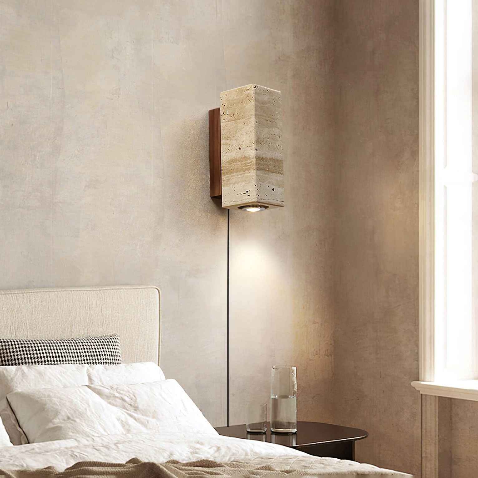 Vintage Marmeren Travertijn Wandlamp HL380