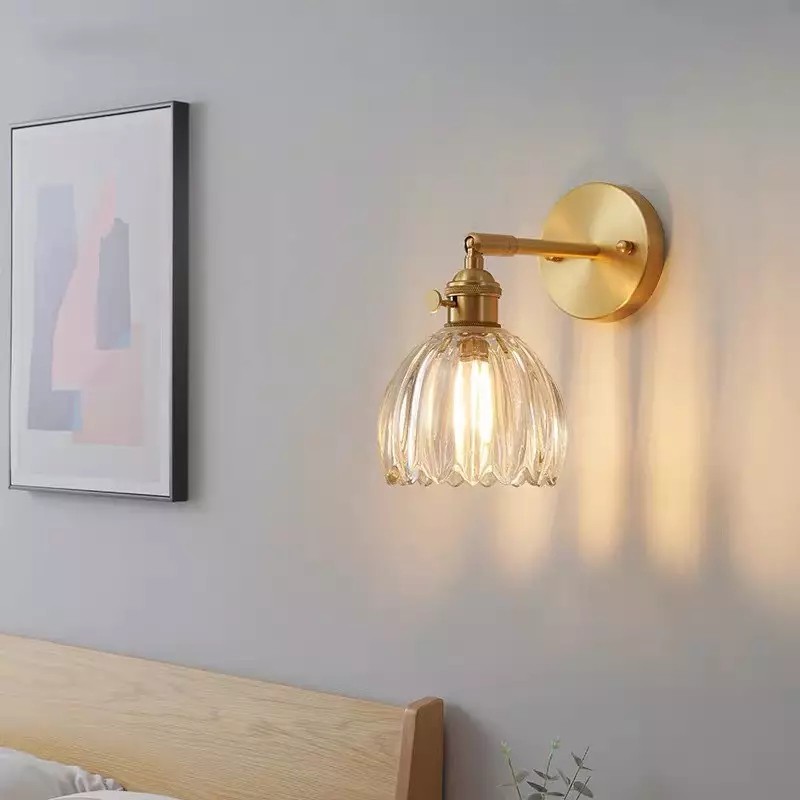Vintage glazen bloemknop tulp wandlamp HL211