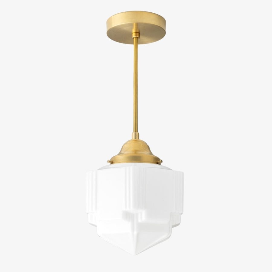 Geotower Glazen Moderne Hanglamp - Wolkenkrabber Design - Afwerking van Messing, Zwart of Nikkel HL1702