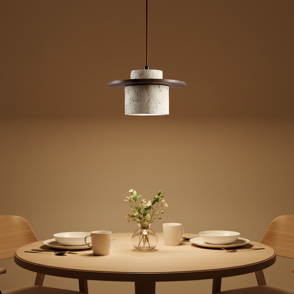 Hanglamp in Japanse vintage stijl met travertinafwerking HL3468