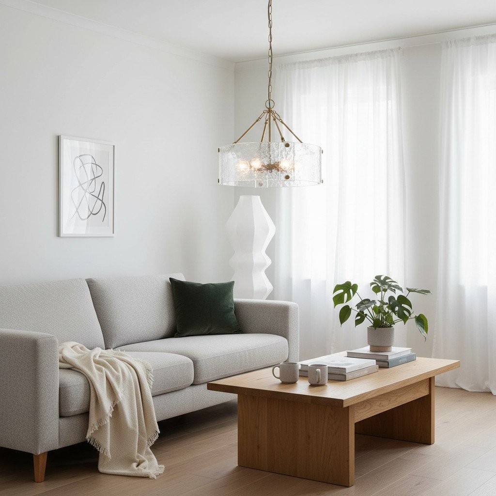 Panellux decoratieve hanglamp - Handgemaakte gebogen glazen panelen met geborsteld messing afwerking voor de hal HL2153