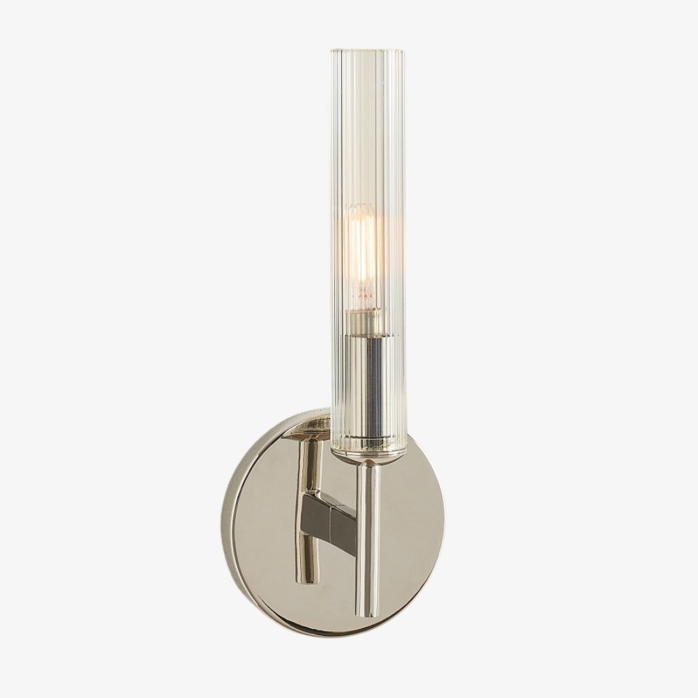 Bravira geribbelde glazen wandlamp - buisvormige metalen lamp met klassieke afwerking HL1554