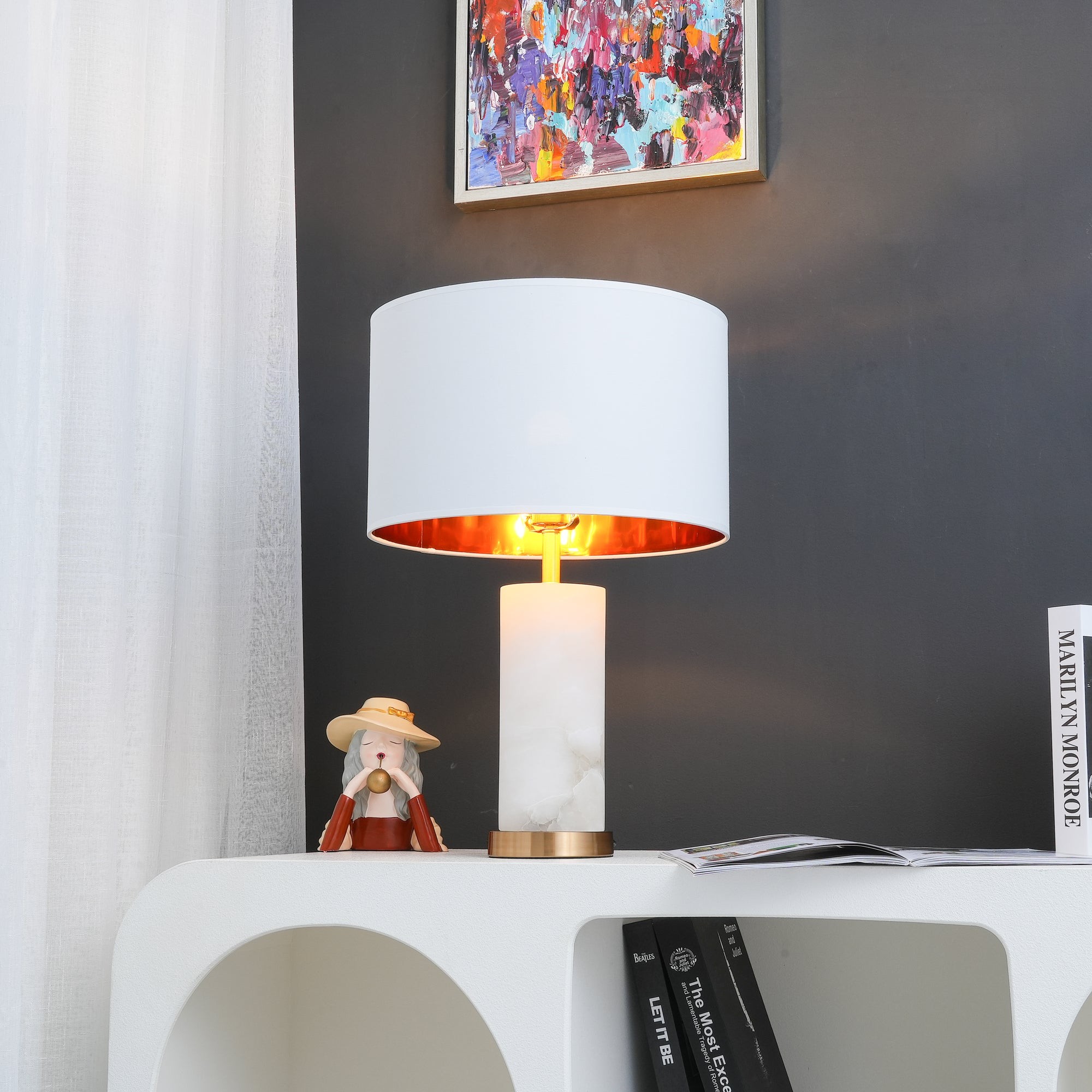 Postmoderne lichte luxe albasten tafellamp HL602