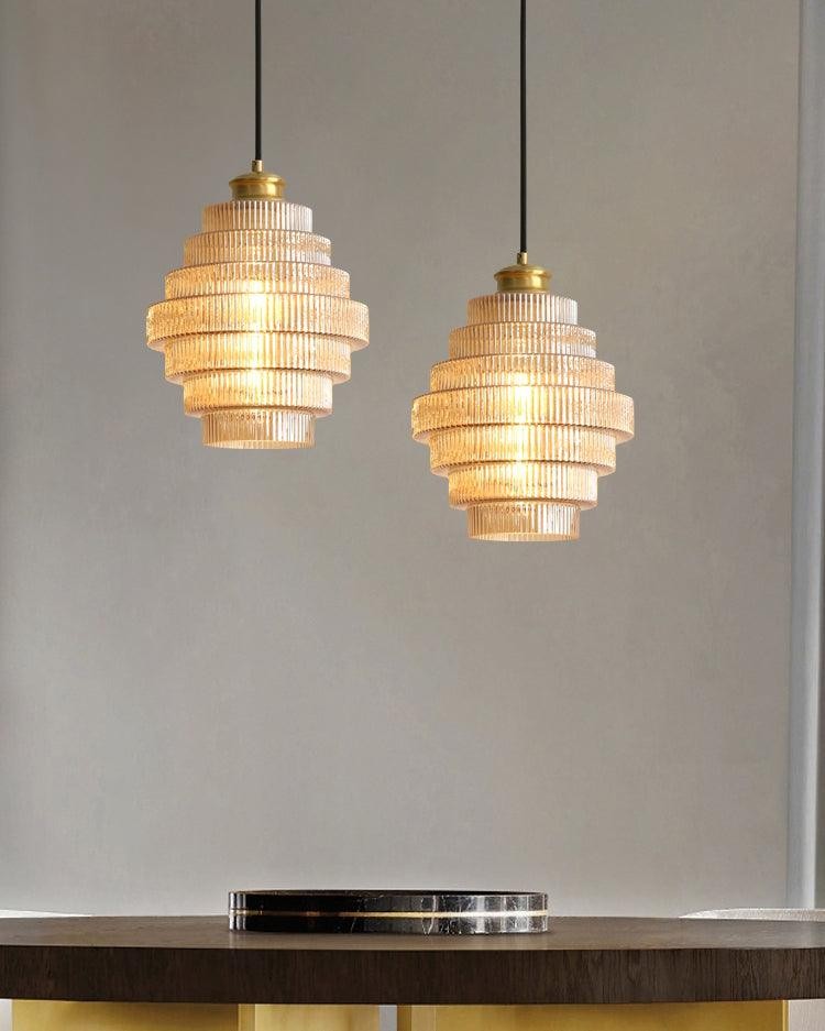 Moderne Creatieve Hanglamp van Geplooid Glas - Flesvormige Hanglamp voor de Eetkamer HL615