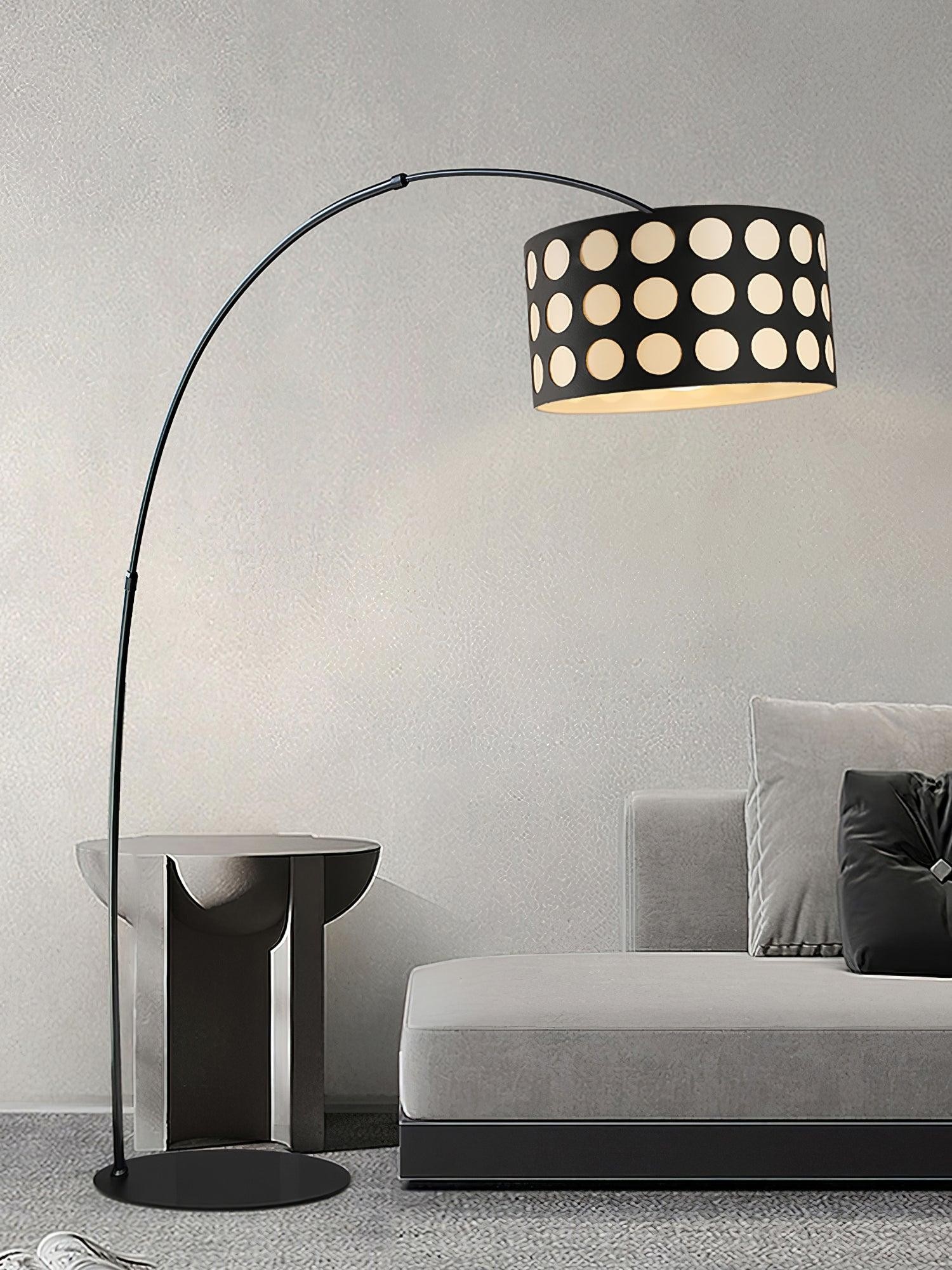 Moderne stoffen vloerlamp met stippenboog HL1119