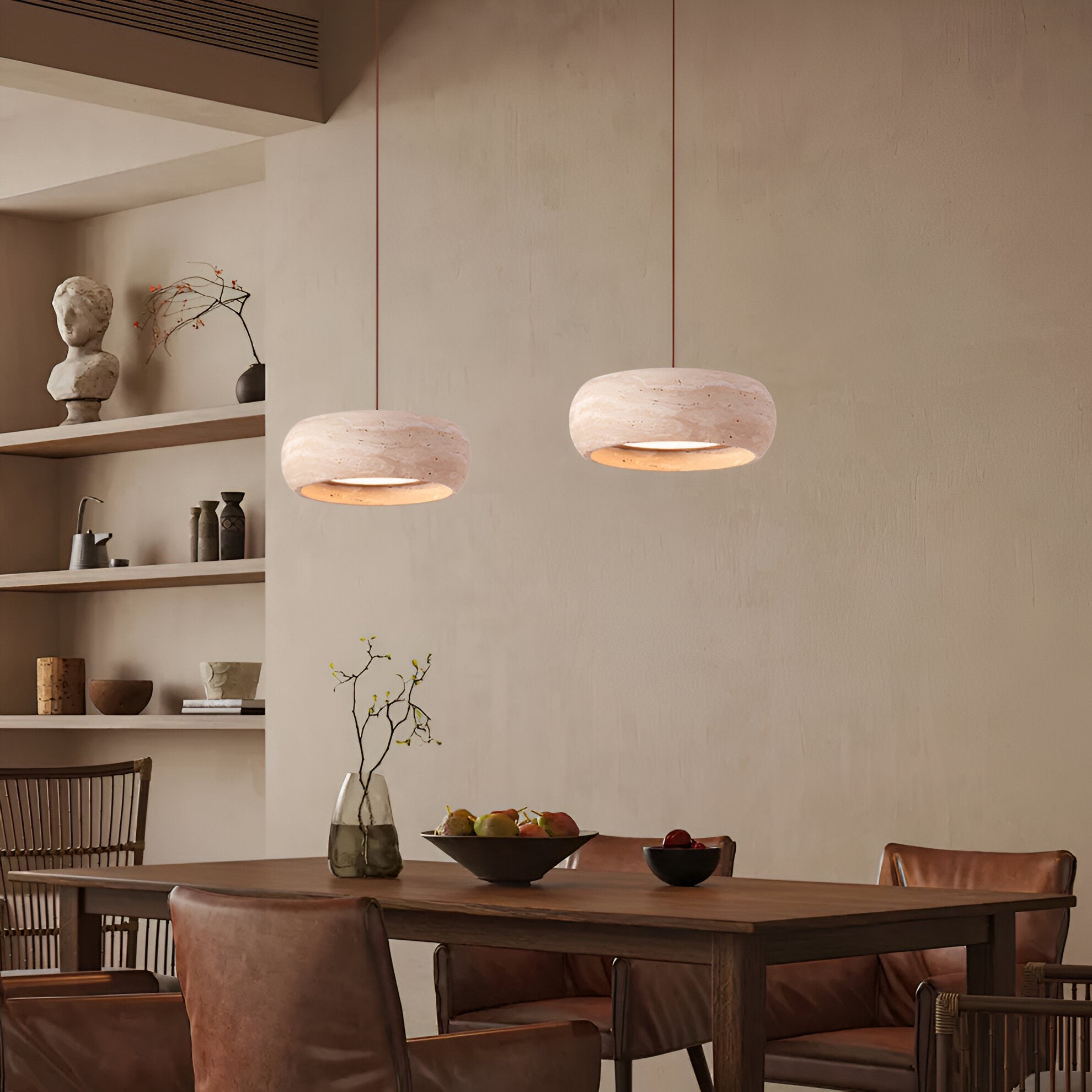 Hanglamp HL3487 in Wabi Sabi-stijl met travertijnsteen