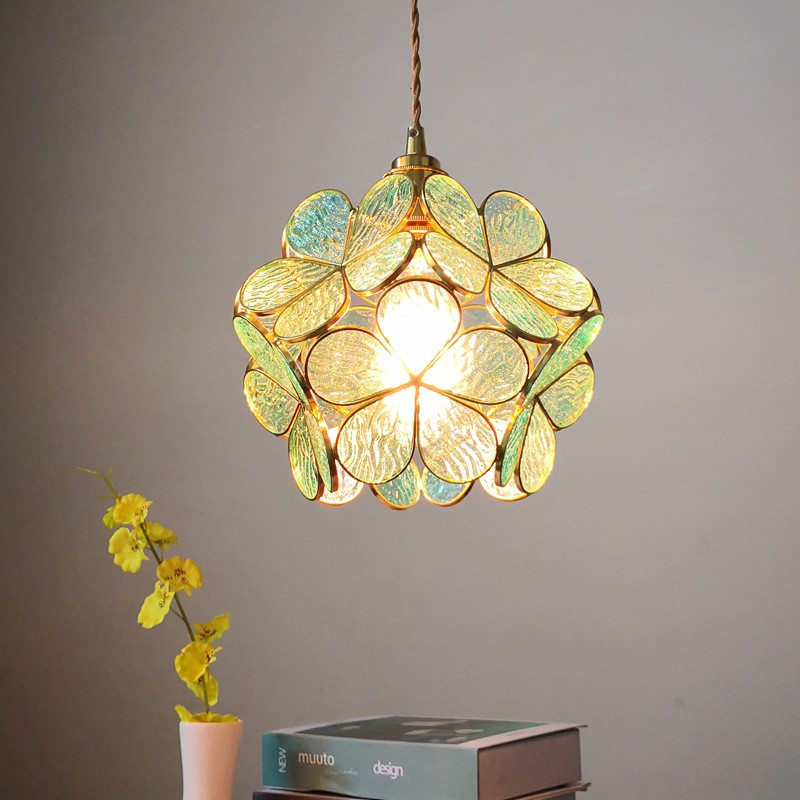 Romantische handgeblazen glazen bloemblad hanglamp HL47