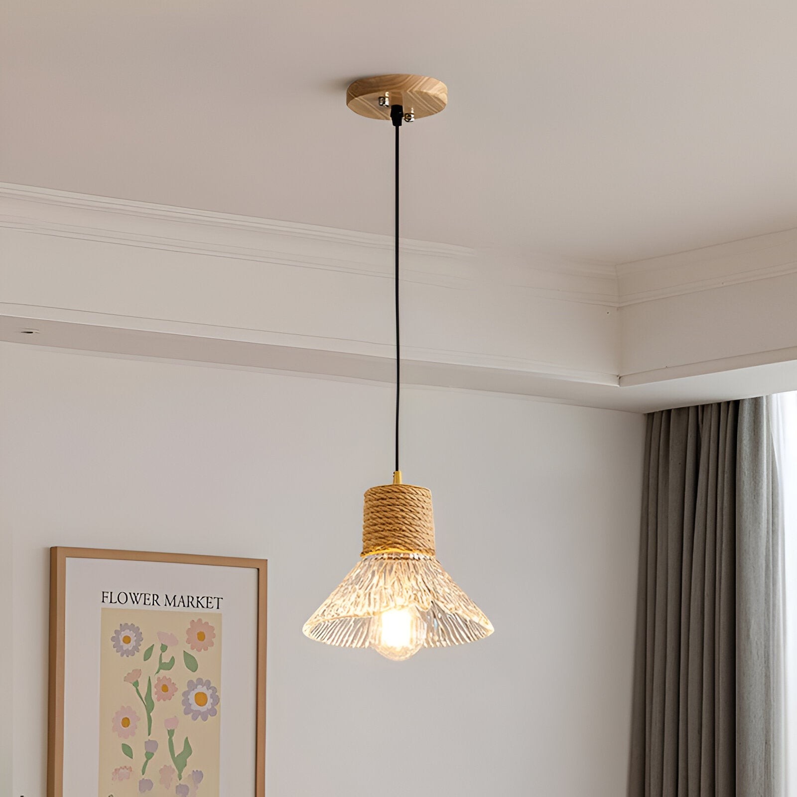 Nordic henneptouw glazen hanglamp HL1209