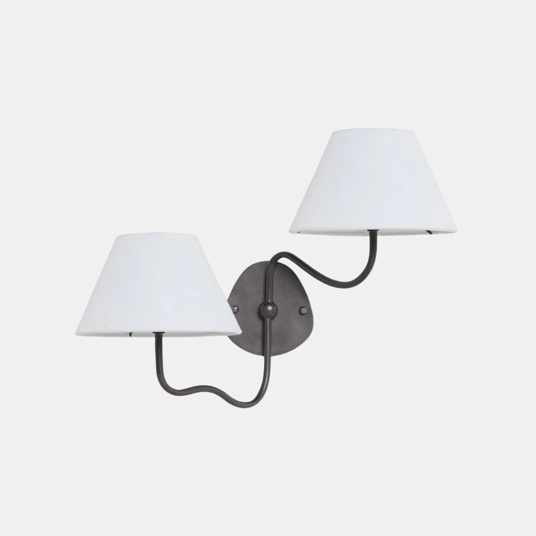Kulo stoffen wandlamp – moderne wandlamp met dubbele arm van linnen voor de woonkamer HL1785