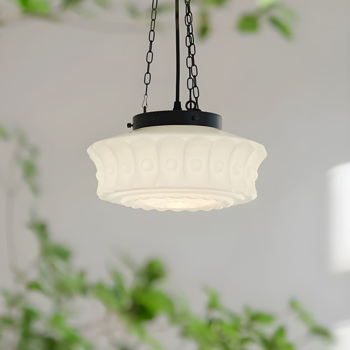 Kroonluchter met cilindervormige kap van ijzerglas HL989