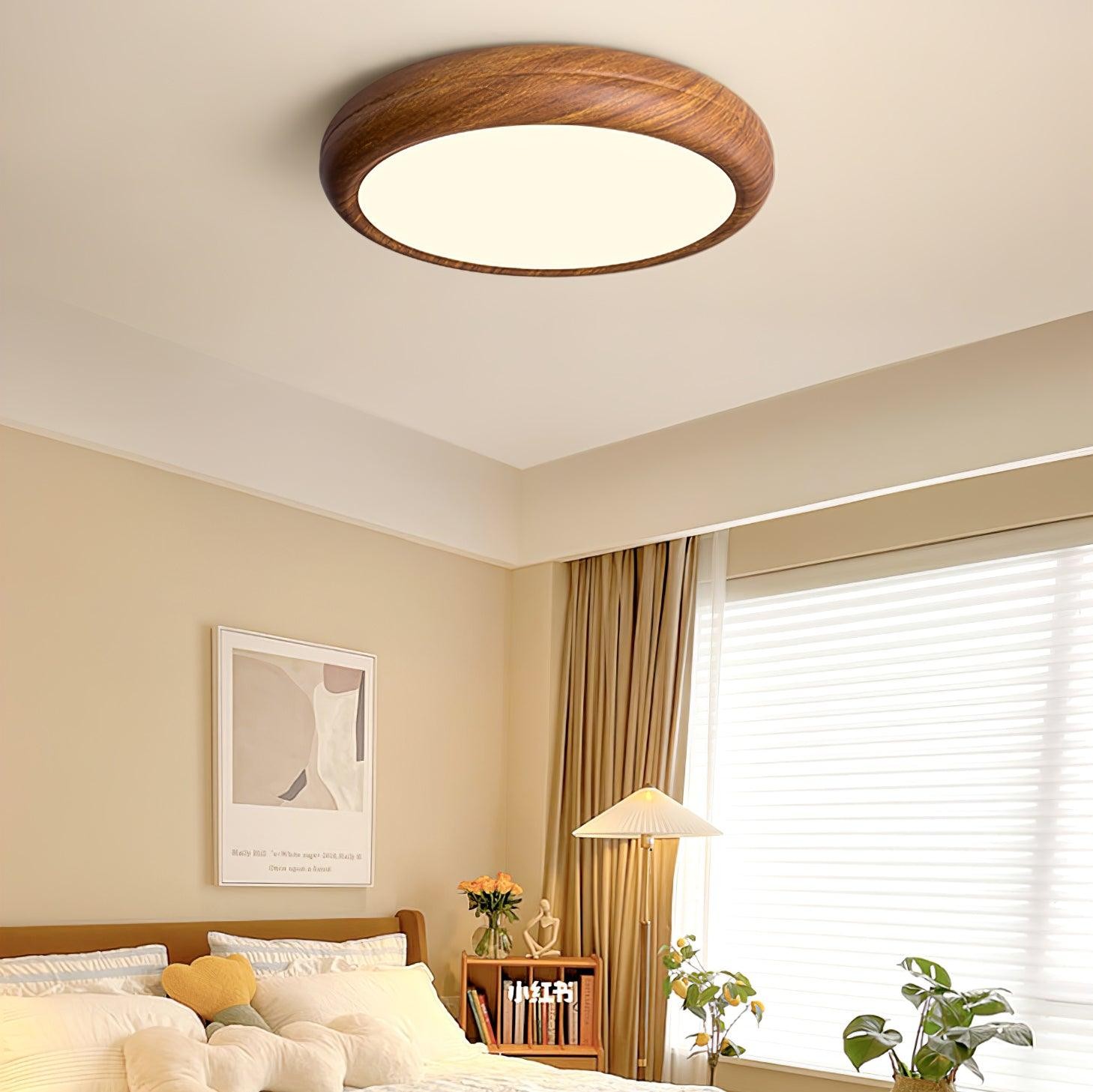 Ronde plafondlamp met houtnerf HL825