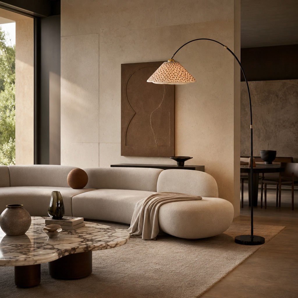 Veslin Franse stijl vloerlamp met bloemenboog - Vloerlamp met geplooide stof voor de slaapkamer HL3524